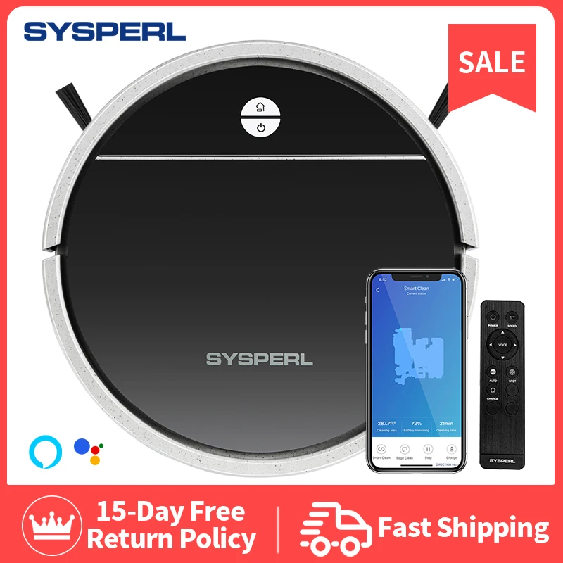  Робот-пылесос Sysperl V30 с автоматическим зарядным устройством, вакуумные очистители для ковров и полов, дистанционное управление, очистк…