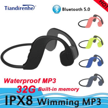 

IPX8 waterproof MP3 Bluetooth 5.0 bone conduction wimming headset Built-in memory card swmming headphone mp3 player bluetooth32G