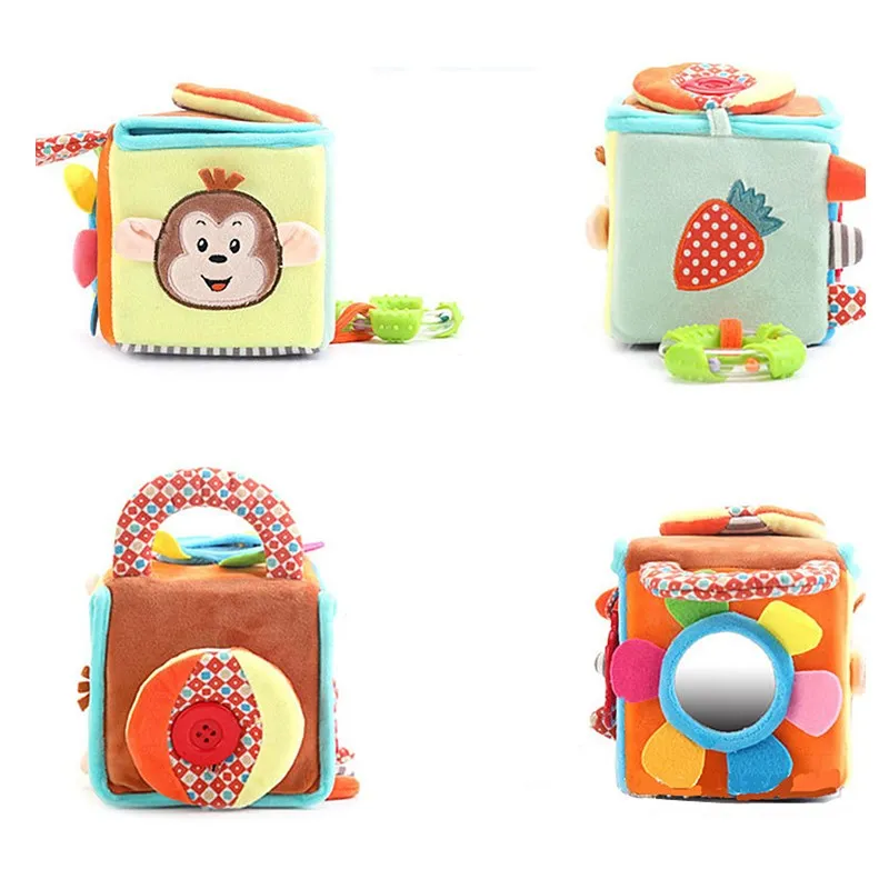 

Baby Cloth Building Block Toy box Infant Soft Rattle early Educational sensory Puzzle Baby Toy Plush Soft Cube For 0-12 Months