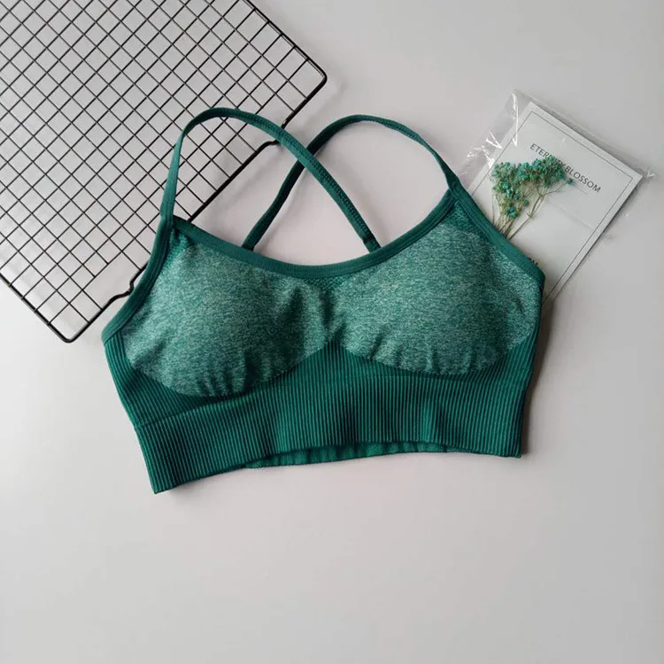 Бесшовный комплект для йоги Женская одежда для фитнеса женская спортивная одежда штаны для фитнеса сухая дышащая спортивная одеж - Цвет: green bra 1 pcs