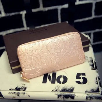 

women fashion retro purse wallet embossing leisure clutch long section wallets flower bank card ID card coin purse