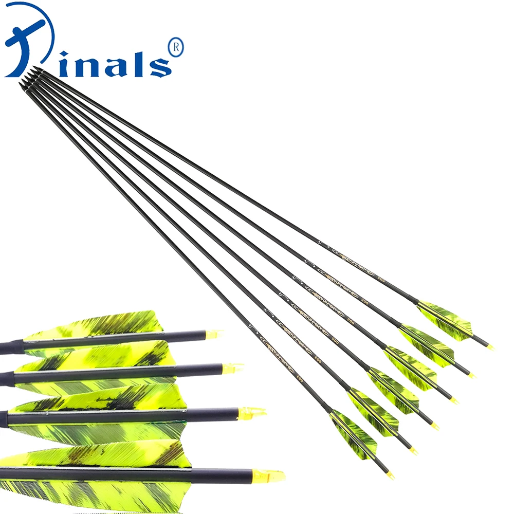 

Pinals Archery Carbon Arrows ID 6.2 Shaft Turkey Vanes Compound Recurve Bow Longbow Hunting Shooting Spine 300 340 400 500 600
