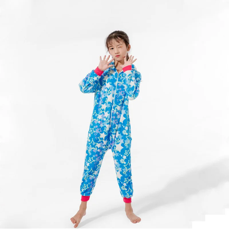 Новые пижамы Kigurumi stitch onesies Рождественская детская зимняя одежда для сна с рисунком животных детские пижамы, белье для детей с капюшоном