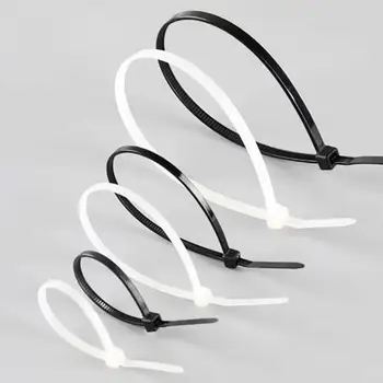 

100pcs Black/White Nylon Cable Ties Plastic Self-locking Cable Zipper Buckle Wire Zip Tie 8x200 8x250 8x300 8x350 8x400 8x500mm