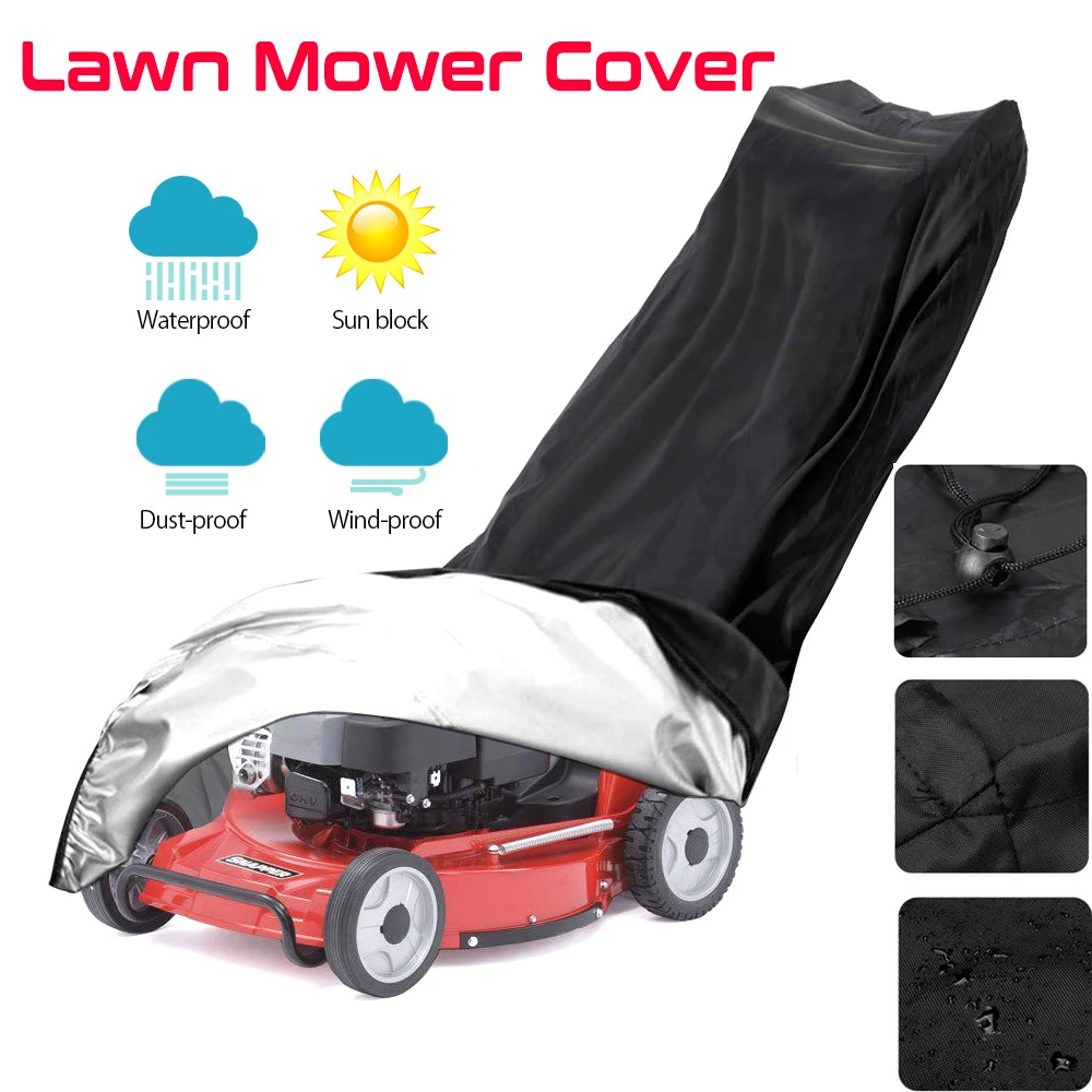 Cubierta impermeable para cortadora de césped, a prueba de polvo, protector solar para jardín y exteriores, protección UV