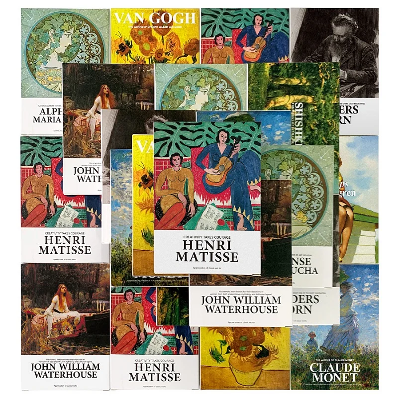 Matisse,Picasso, Van Gogh, 30 hojas/juego, Serie de Museo de Arte famosos, postales en inglés, sobres de ilustraciones, Postales