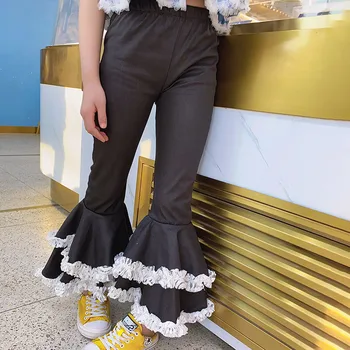 

Boot Cut Pants for Kids Girls Lace Long Pants Big Girls Black Trousers Children Clothing Teenager Girls School Flare Pants Lace