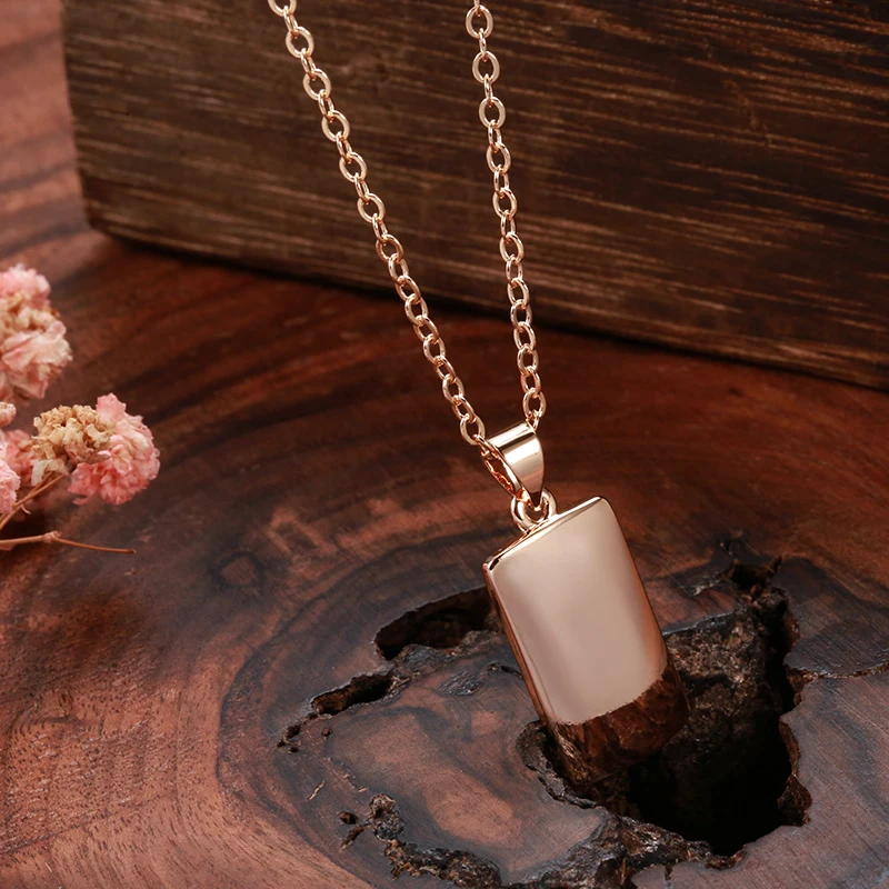 Minimalist Glossy Rose Gold Geometric Pendant Necklace