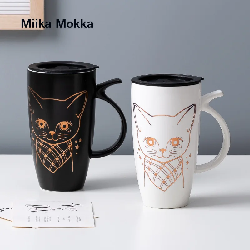 Taza de café de cerámica con gato, vaso de gran capacidad 580ml, tazas de animales, vasos creativos para café, té, regalos novedosos, taza de leche - AliExpress Hogar y