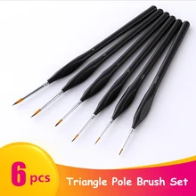 6 шт Профессиональные Нейлоновые кисти для волос набор-миниатюрные художественные кисти для рисования гуашь масляная краска принадлежности художественные Кисти
