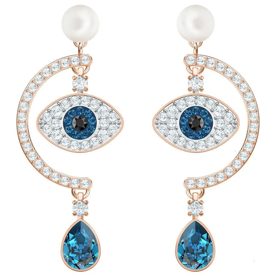 

Quality 1:1 swa zircon blue earring 2 binocular