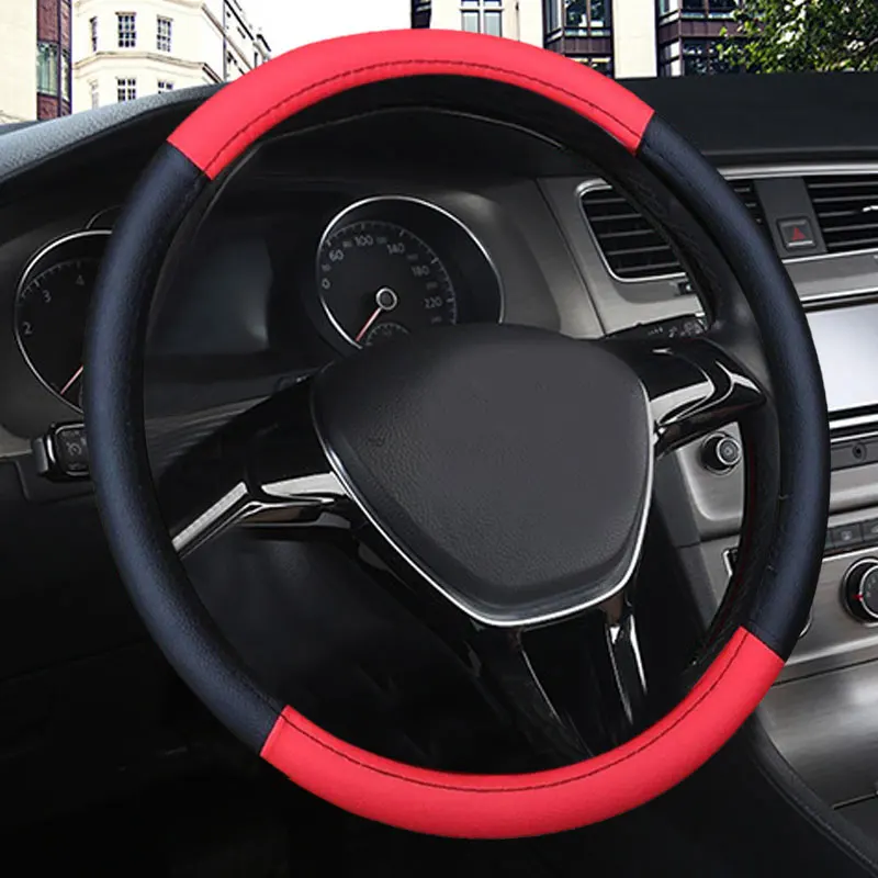 Анти-скольжения автомобильные колеса Steeling крышки Авто дверные ручки из искусственной кожи диаметром 37-38 см Универсальный спортивный руль авто-Стайлинг Чехлы для рулевого колеса