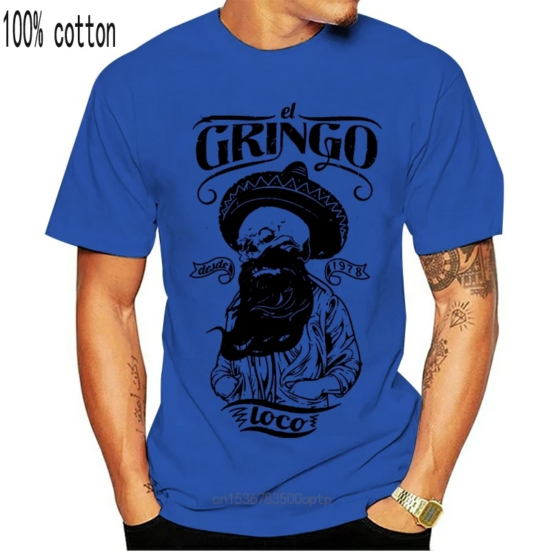 Новая футболка-El Gringo Loco-Череп борода Старая школа мексиканский Топ S M L Xl Xxl