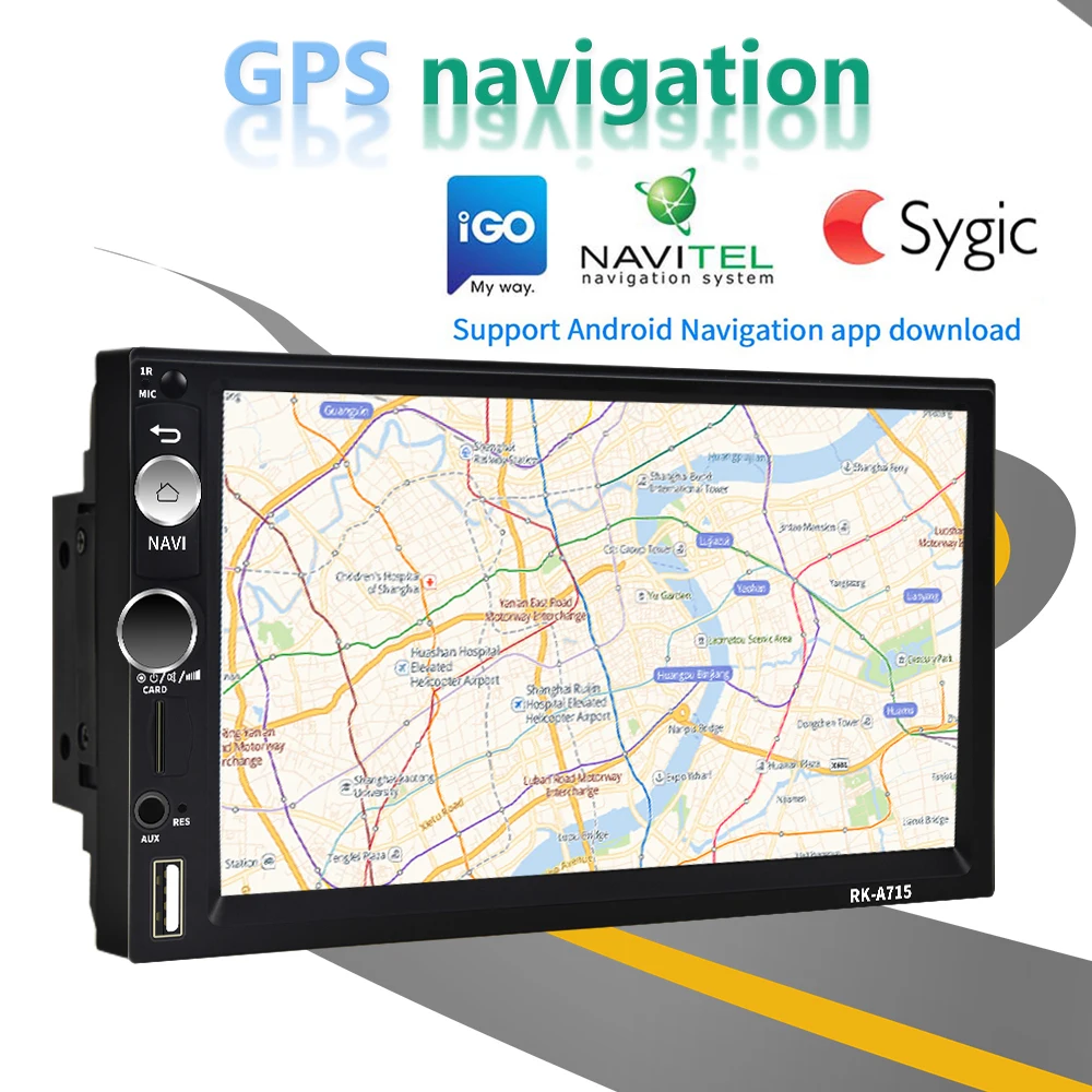  Podofo Auto Multimedia Player Android 8.1 2Din GPS Navi Auto Radio Wifi Bluetooth Autoradio Univers