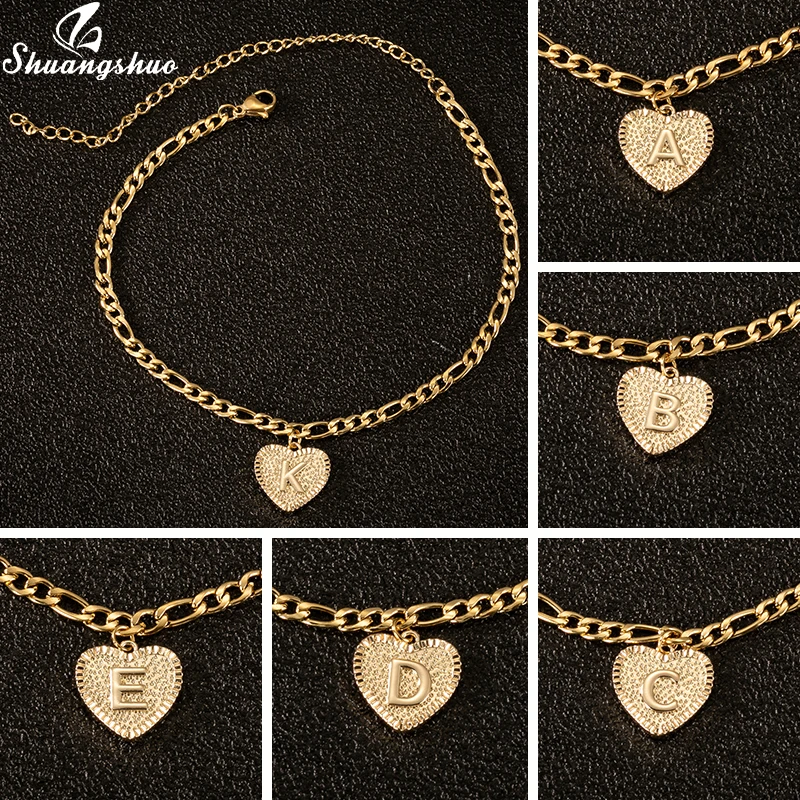 26 Alphabet Stainless Steel Love Heart Anklets A-Z Letters Boho Initial Anklet Heart Gold Color Ankle Bracelet Foot Jewelry Gift 26 Alphabet Stainless Steel Love Heart Anklets A-Z Letters Boho Initial Anklet Heart Gold Color Ankle Bracelet Foot Jewelry Gift