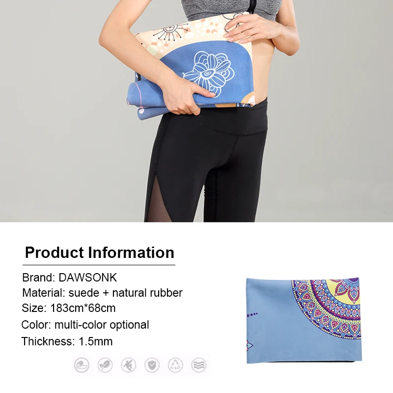 Skup Mata do jogi drukowanie ultra cienki składany antypoślizgowy ręcznik pochłaniający pot joga przenośny Pad podróżny Pilates 183 cm * 68 cm * 0.15 cm