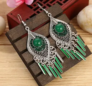 

New Elliptical Water Drop Long Alloy Earrings Retro Oil Earrings Palace Wind Earrings Small Jewelry