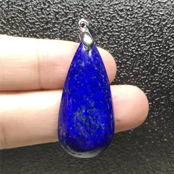 

Top Natural Blue Lapis Pendant For Woman Men Crystal 35x16x6mm Beads Water Drop Stone Silver Necklace Pendant Jewelry AAAAA