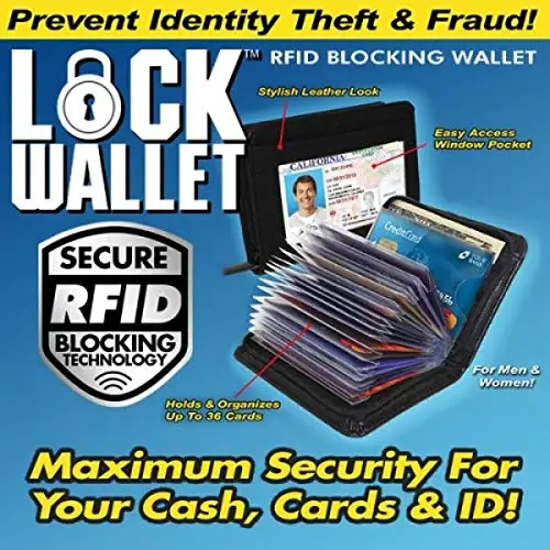 Lock Wallet- RFID Blocking Wallet for Men and Women – Protection from Identity Theft RFID Blocking Full Zip-around Protection