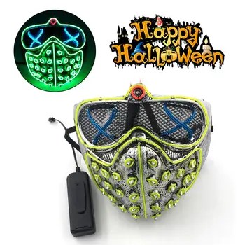 

2020 New Death Cold Light Mask Halloween Ghost Glowing LED Mask Props for Halloween Rave Parties Discos Clubs Masquerades