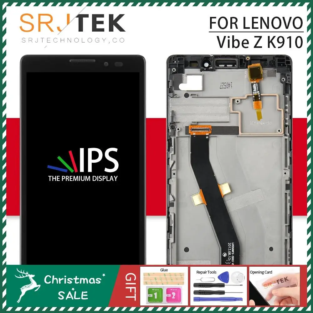 Srjtek экран для lenovo K910 lcd K910 дисплей Панель сенсорный дигитайзер стекло в сборе с рамкой для VIBE Z lcd 5,5 дюймов 1920*1080