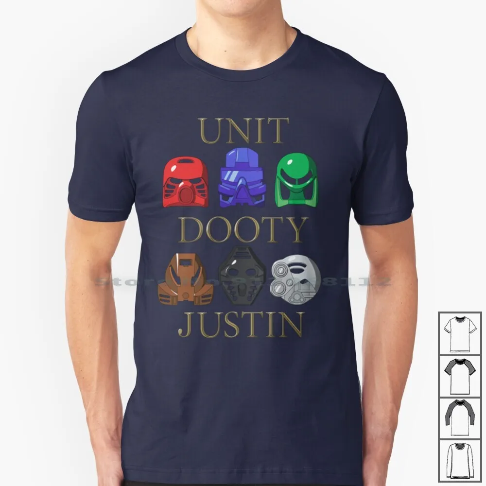 Unità, Maglietta Dooty E Justin 100% Cotone Bionicle Tahu Gali Lewa Pohatu Onua Kopaka