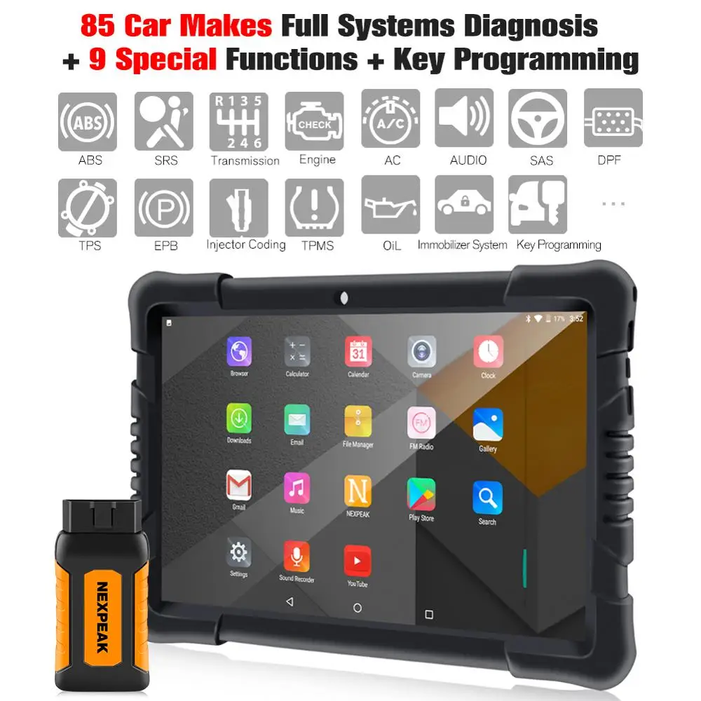 NEXPEAK OBD2 Автомобильный сканер Bluetooth ABS подушка безопасности для EPB DPF сброса OBD 2