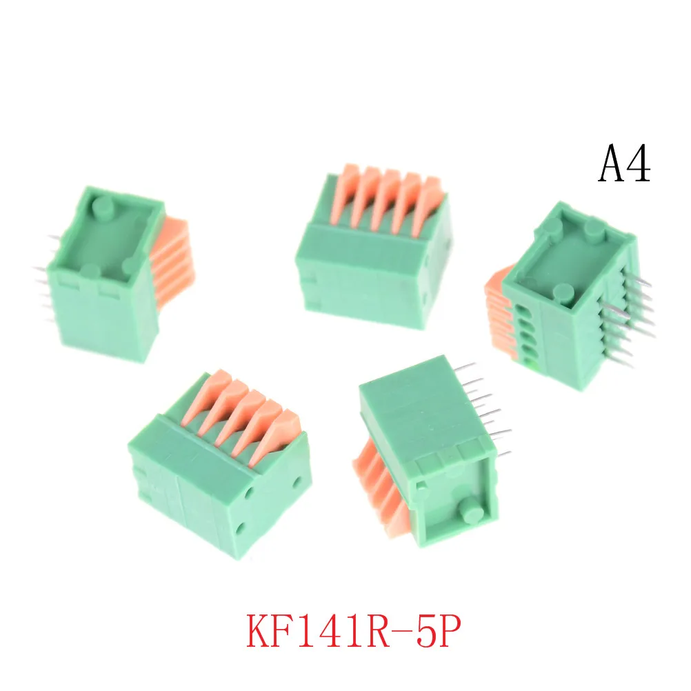 4 5 шт. зеленый 2/3/4/5/6/7/8/9/10P KF141R KF141V 2,54 мм Шаг печатной платы разъемы весна Screless Медь клеммной колодки гнутые ноги - Цвет: 4