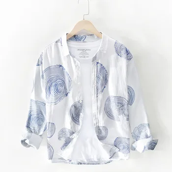 

2020 New Style Men Casual Digital Printing Linen Shirt Comfortable Breathable Spring And Summer Shirt