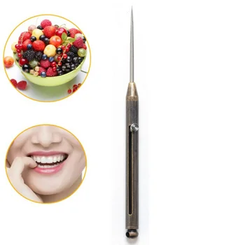 

Titanium Alloy Push-pull Spring Toothpick Holder With Toothpick Holder Ultra Light Portable Multi-function Fruit Fork Tools