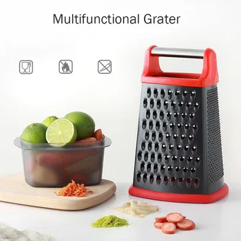 

YosHouse 4 Sides Multifunction Handheld Stainless Steel Grinding Garlic Ginger Fruit Planer Slicer Cutter + built-in storage box
