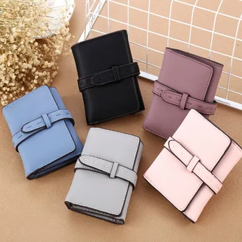 

Best Sale Concise Short Wallet Lady Cash Coin Bag Pumping Belt Pu Leather Card Holder Purse Feminina Wallet Portemonnee