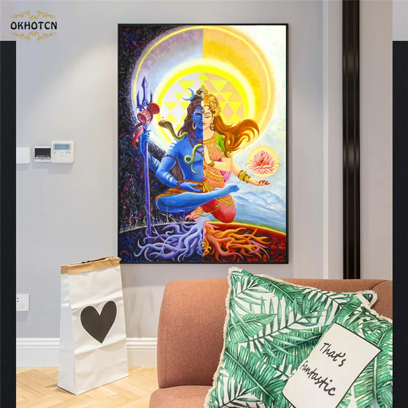 Lord Shiva Wall Art Canvas Painting Hindu Gods Posters Indian God Pictures For Living Room Religious Decorative Painting