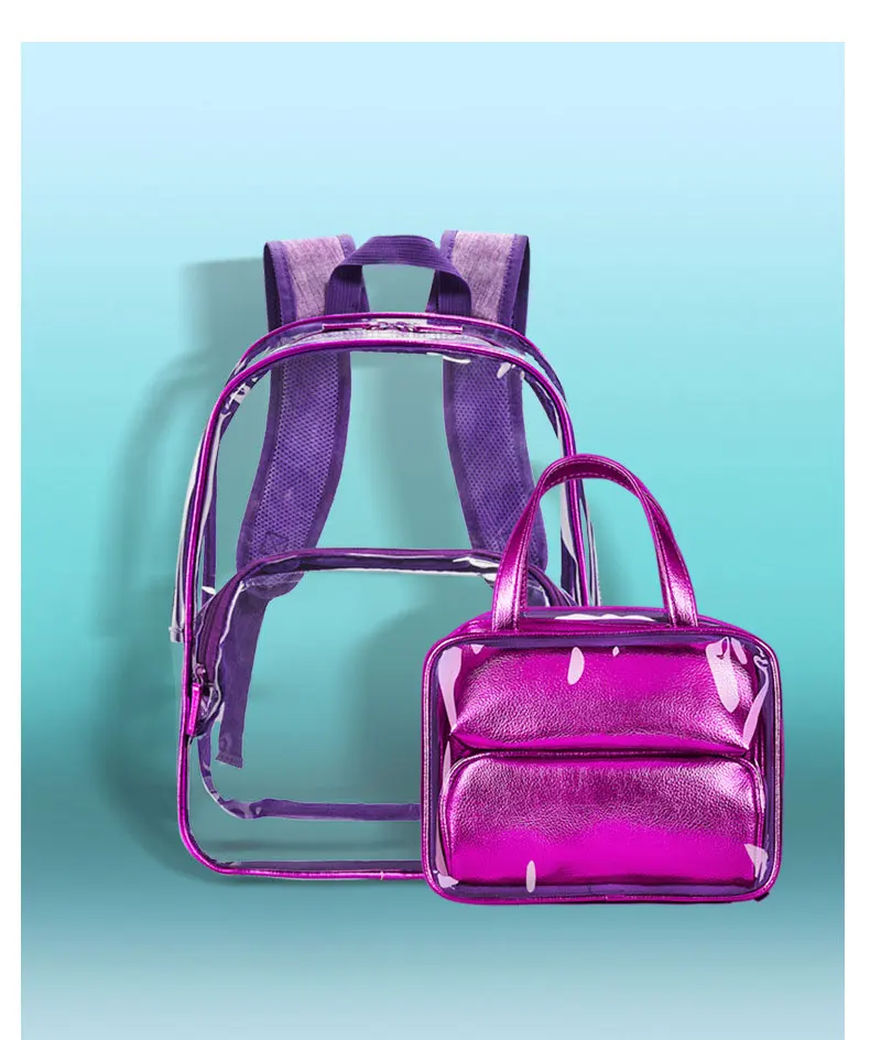 Мода 6 шт./компл. прозрачный рюкзак школьный рюкзак для девочек Наборы женский дорожный рюкзак с сумками для макияжа Mochila Feminina