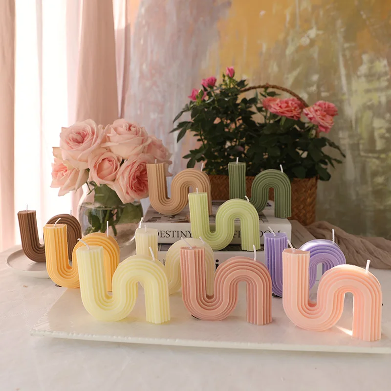 Decorative aromatic candles Geometric Aromatherapy Candles Home Fragrance interior S Shape scented Creative Photo props | Дом и сад