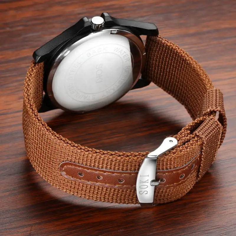 

Soki Hot Selling Swiss Fashion Army Style Watch Woven Nylon Tape Men's Calendar Sports Quartz Watch