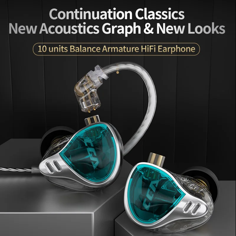 

CCA CA10 Wired Earphone Balanced Armature In Ear Earbuds Headset With Microphone Noice Cancelling Phone HiFi Sport Headphones