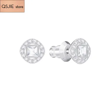 

QSJIE High Quality Swa New Women's Wear Classic Brilliant Box Classic Square Earring