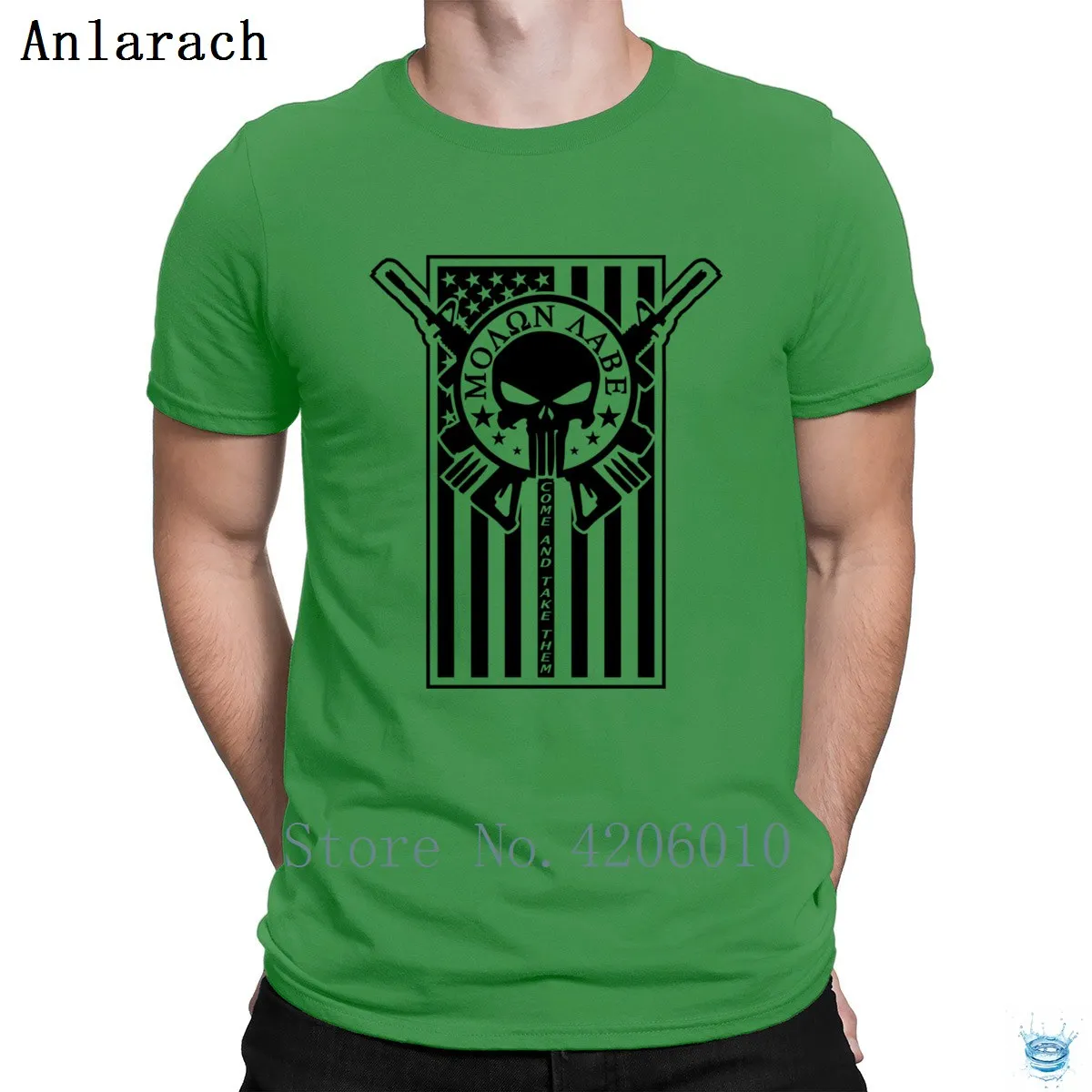 Green Molon Labe, футболка с флагом, летняя, веселая, известная, круглый ворот, футболка для мужчин, создающая дышащий уникальный поп-топ, футболка - Цвет: Green