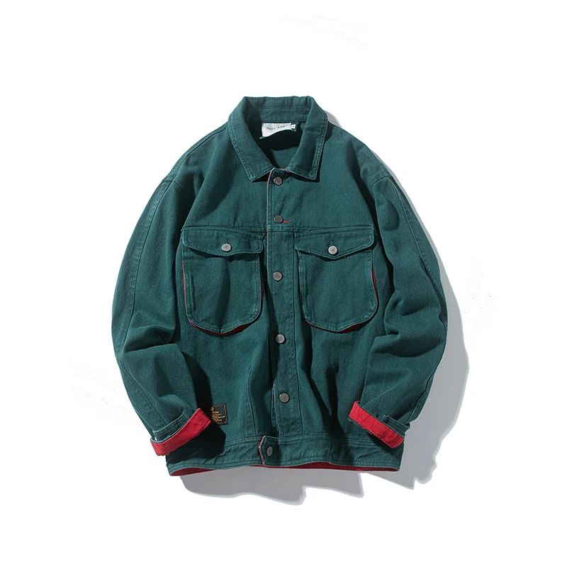 LAPPSTER уличная однотонные джинсовые куртки для мужчин джинсовые пальто осень джинсовая куртка Мужская винтажная цветная куртка-бомбер ветровка - Цвет: Green