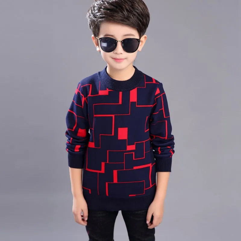 

2018 Childrenswear New Style Boys' Sweater Brushed And Thick Pullover Knitting Shirt 6-8-10-12-Year-Old Children