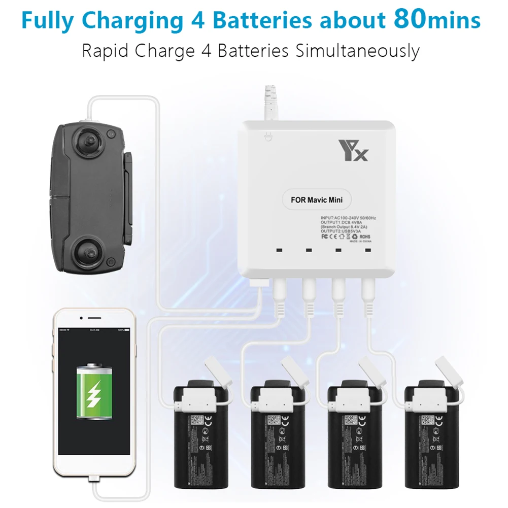 Buy Home USB Port Multiple Protection Drone Battery Charger Power Charging Portable 6 In 1 Accessories Intelligent For MAVIC Mini