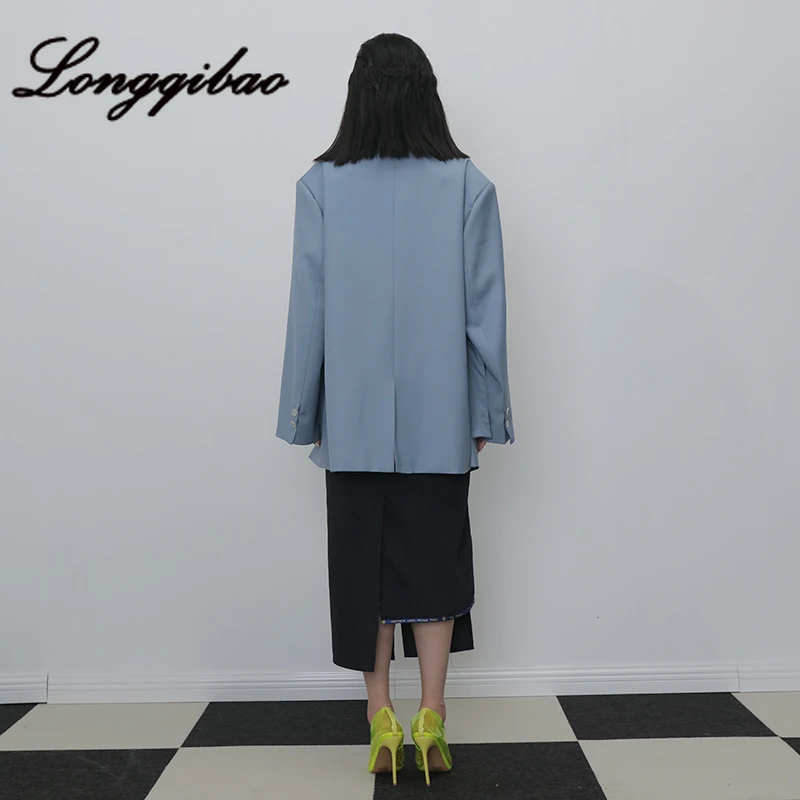 Longqibao Women's New Fashion Asymmetric Zipper Stitching English Cloth Edge Worsted Wool Skirt Winter Clothes Women Streetwear