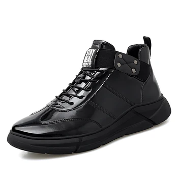 

New Men Genuine Leather Casual Shoes Lace Up Fashion Male Shoes Leisure Height Increased Comfortable Shoes 2019 New