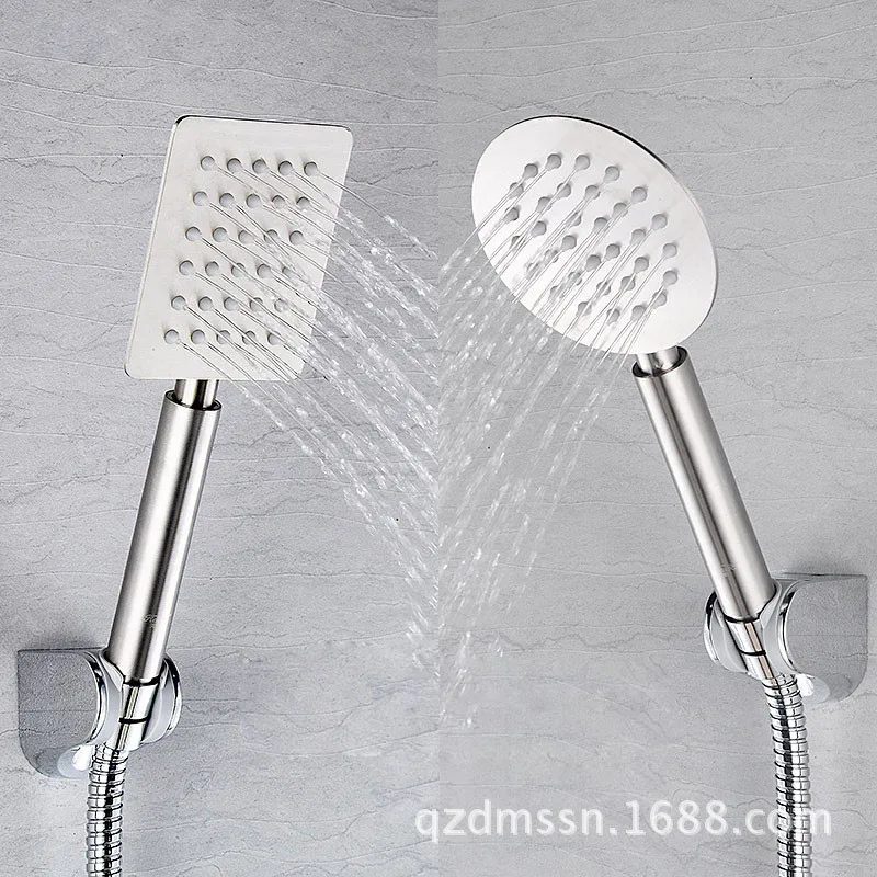 

Stainless Steel Handheld Sprinkler Single-head Hand-Held Supercharge Mirror Circle Square Nozzle Universal Supercharge hua shai