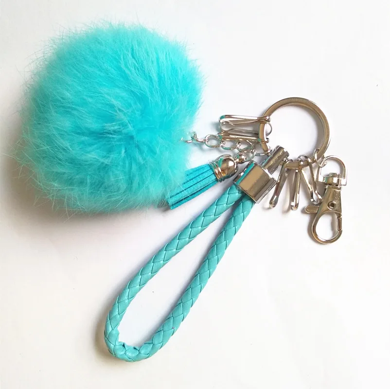 Creative 6 Cm Color High Imitation Furry Ball Tassels Leather Rope Waist Buckle Key Pendants Handbag Pendant Accessories Pendant