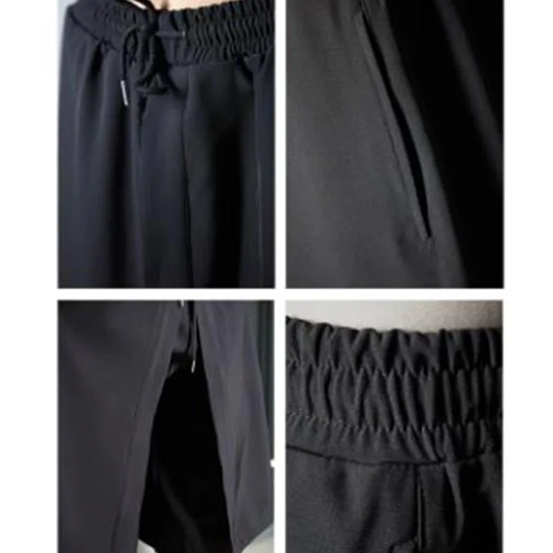 Men's pants summer slouchy wide-leg pants casual culottes men's shorts fake two pieces cropped pants hip hop yamamoto style