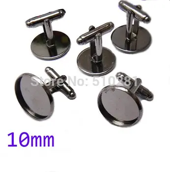 

Factory wholesale, high quality products 200pcs Gunmetal Black Tone French Cuff Links, 10mm Round Pad Blank
