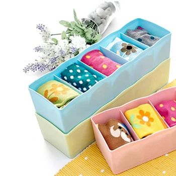 

5 Grids Box Underwear Storage Box Socks Home Storage Box Stackable Drawer Finishing Box Multi-purpose Storage Organizer