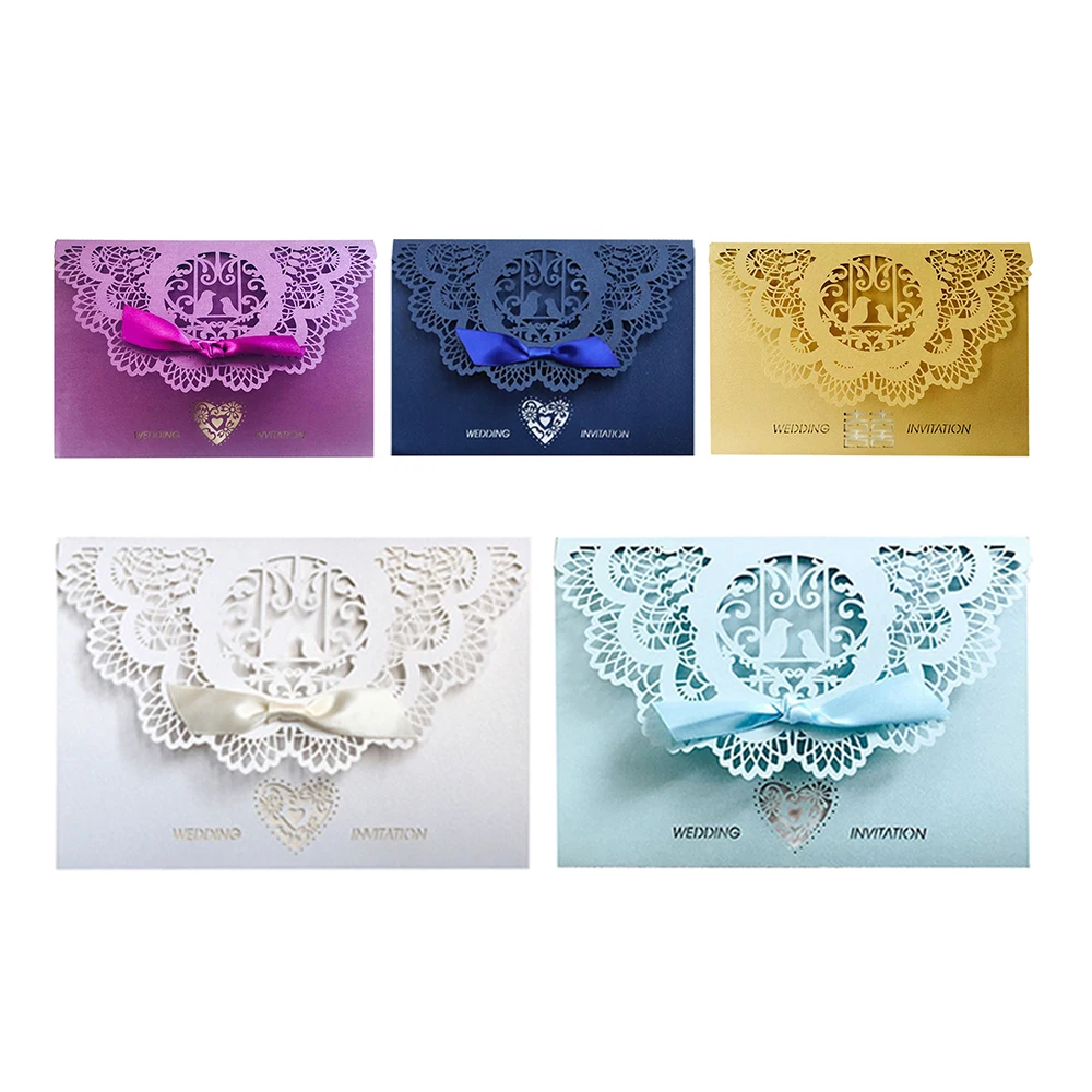  10pcs Wedding Invitations Lace Pattern Cards Laser Cut Paper Cards Announcement Greeting Postcards  - 4000444578431